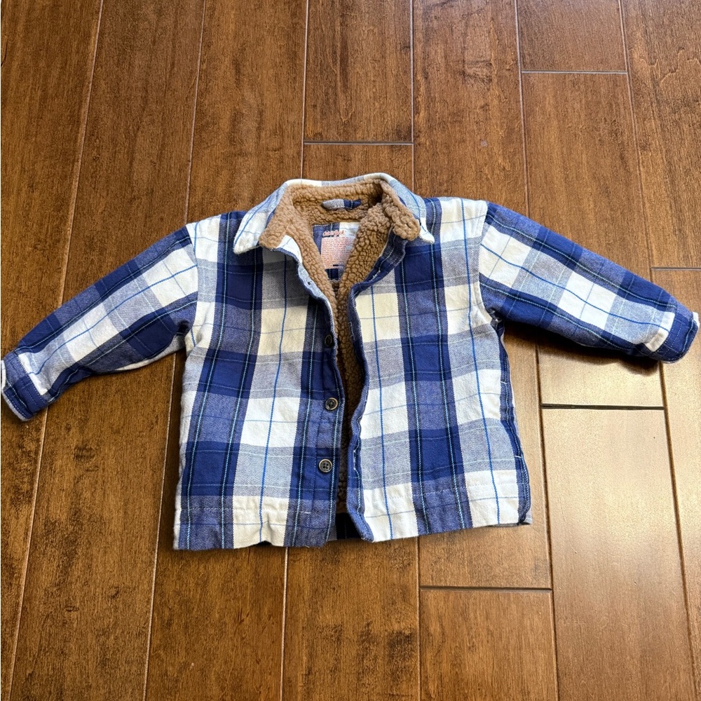 CAT AND JACK Blue Plaid Sherpa-Lined Jacket 18 Months